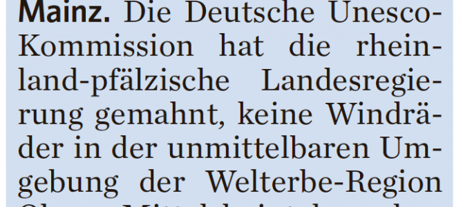 Unesco: Windräder nahe Welterbe tabu – Artikel aus der SZ vom 07.08.2015