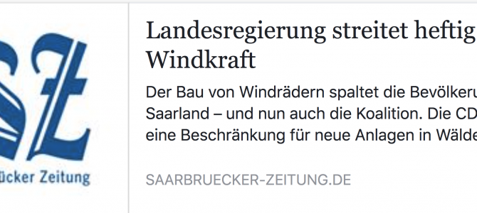 Der vehemente Windkraftausbau wird auch im Saarbrücker Landtag zunehmend zum politischen Schwerpunktthema.