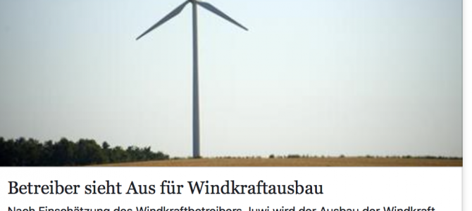 Betreiber sieht Aus für Windkraftausbau – Artikel von SR.de vom 21.05.2017