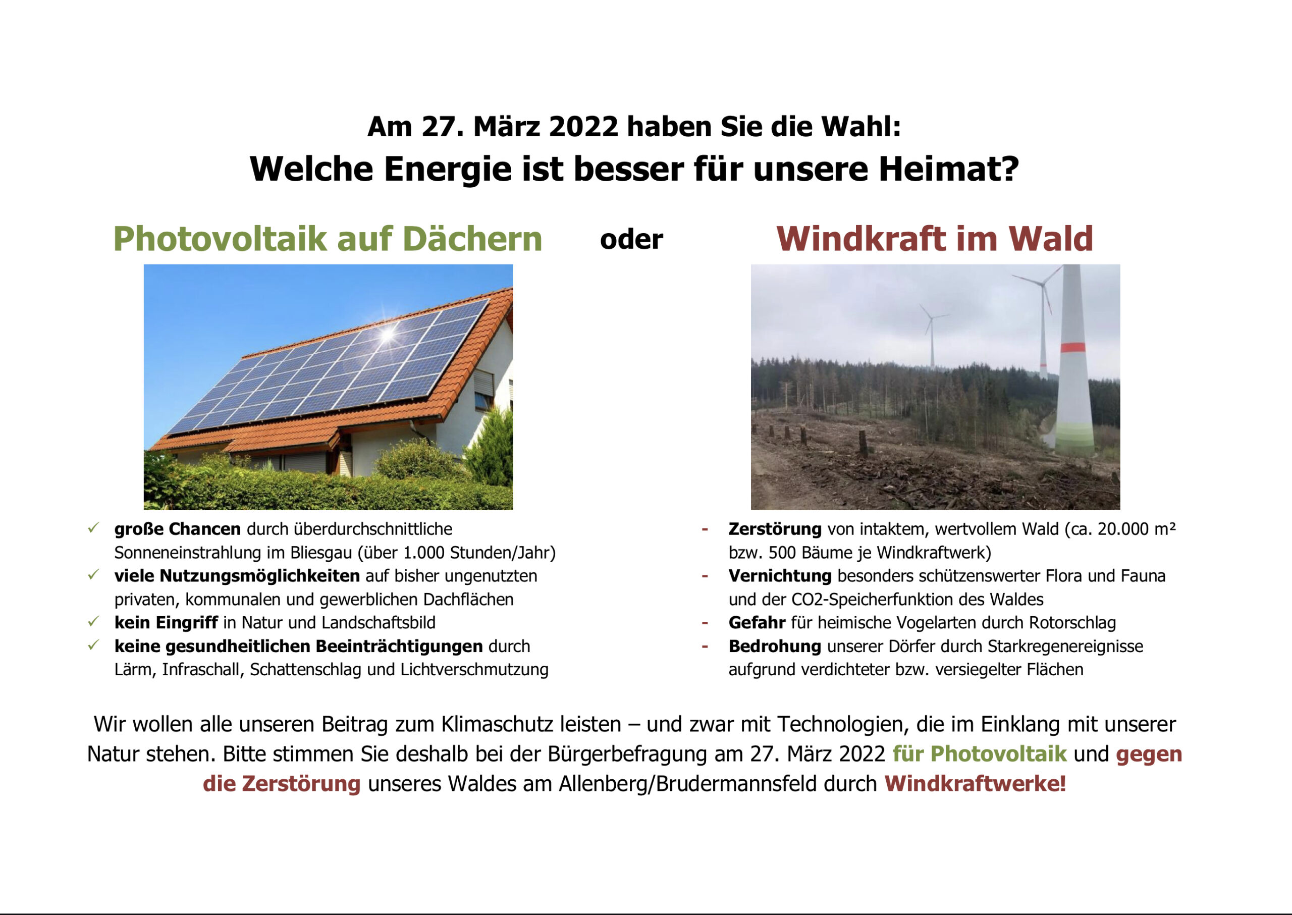 Aufruf & Aktuelle Info zu der  Einwohnerbefragung – zum Thema Windkraft im Wald auf dem Allenberg: